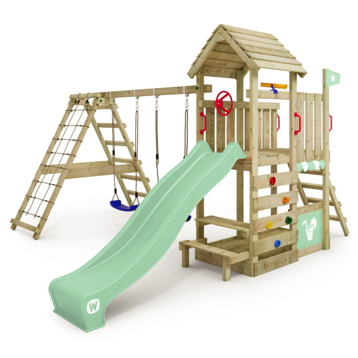 Parque infantil con tobogan y columpio Wickey.es